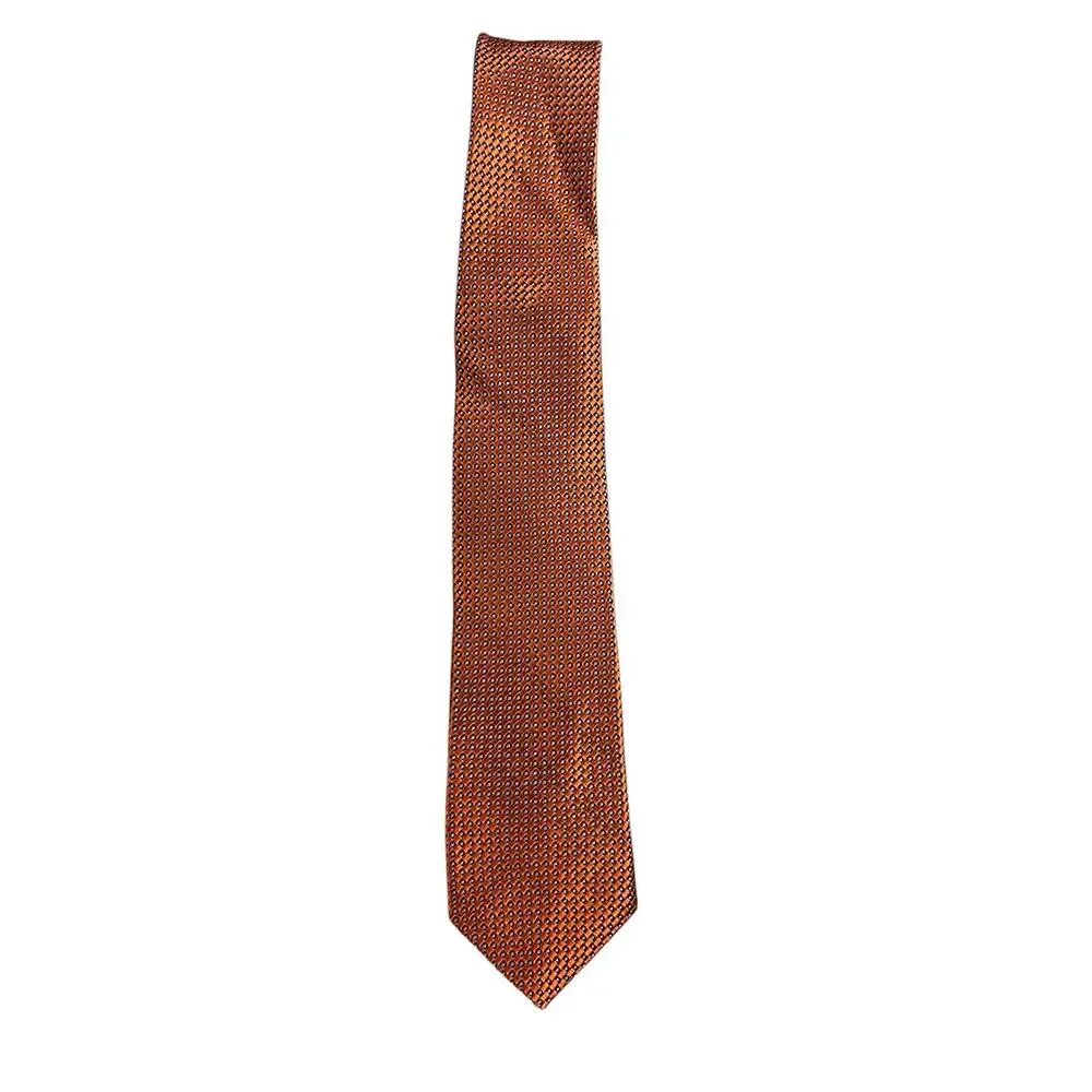 Lauren Ralph Lauren Vintage Men's 100% Silk Geometric Neck Slim Tie - Orange